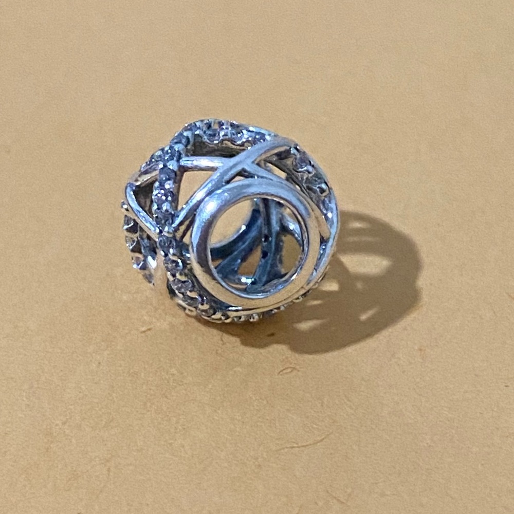 Pandora Sparkling Lines Openwork Charm , New . - image 6